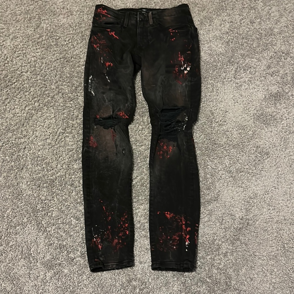 Red paint splatter black Jordan Craig jeans 28/32